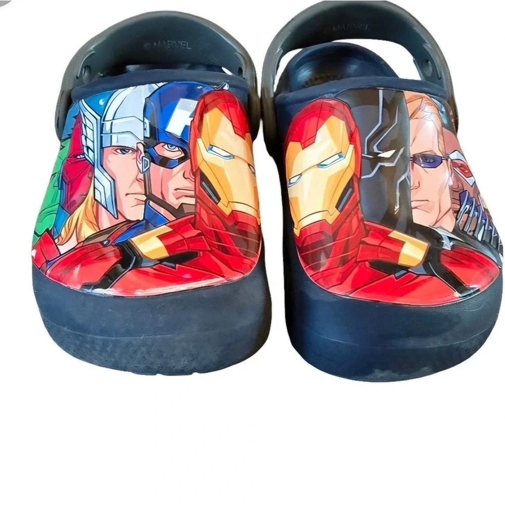 CROCS Comfort Kids Boy's C9 Slip On Marvel Avengers Clogs Shoes Red &‎ Blue